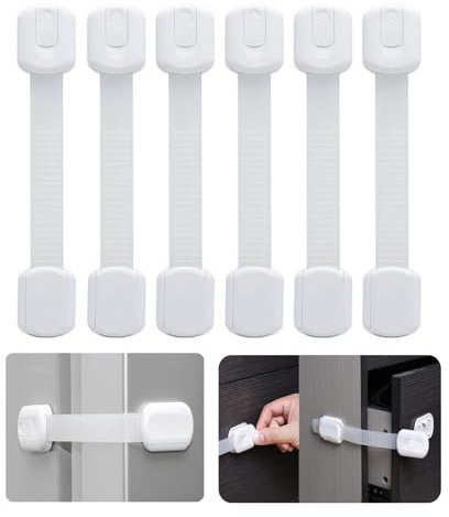 Fenglin-joy Kindersicherung für Schrank und Schubladen,6 Stück Kindersicherung Schrank Kindersicherung Schrank Baby für Tür Schränke Kühlschrank und Schubladen mit Starker Kleber ohne Bohren, Weiß