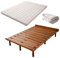 EMOOR Japanische Futon-Matratze Machi und Futonbett OSMOS Set 140 x 200 cm, Retro-Braun, 3 Höhen Verstellbar, Einfach zu Montieren, Japanisches Schlafbett Tatami-Matte Holzlatten-Bett Palettenbett
