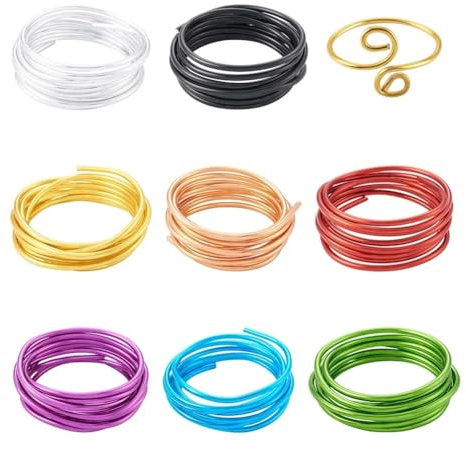 Filo di Alluminio 8 rotoli di filo di alluminio da 4 mm, colore misto, pieghevole, in metallo, for collana, bracciale, gioielli fai da te, accessori for la realizzazione di oggetti artigianali