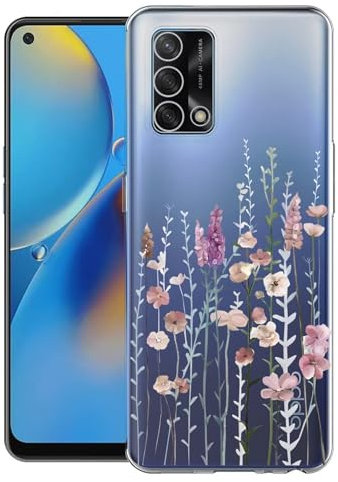 Kaywzo Hülle für Oppo A74 4G,Transparent TPU Handyhülle mit Gemälde Blume Muster,Ultradünn Stoßfester Schutzhülle,Schön Silikon Cover Case-3