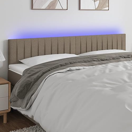 CKioict Bettkopfteil Schlafzimmer Betthaupt Einfache Montage LED Kopfteil Taupe 180x5x78/88 cm StoffGeeignet für Gästezimmer, Schlafzimmer, Wohnzimmer