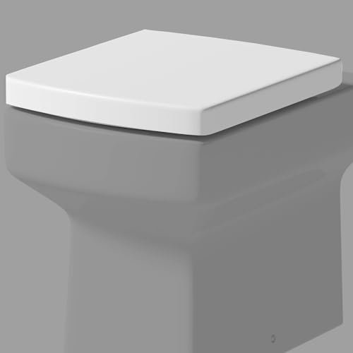 BAYSTONE Square Soft Close White Toilet Seat Top Fix Quick Release Hinges WC