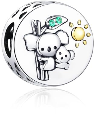 Feitery Koala Mutter und Kind Charms Herz Anhänger Kompatibilität für Pandora Armband Geschenke zum Muttertag
