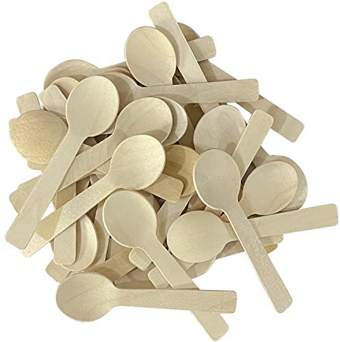 400 mini cucharas de madera de abedul compostable biodegradable, de grado alimenticio, cubiertos de madera desechables para fiestas, bodas, campamentos, 400 unidades