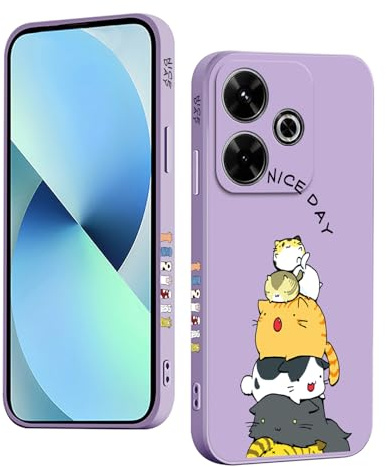 YUXING Silikon Hülle für Xiaomi Redmi 13 4G / Poco M6 4G, Mode Muster Niedlich Handyhülle, Stoßfest, rutschfest, Langlebige, Ultra Dünn Schutzhülle (Cat,Purple)