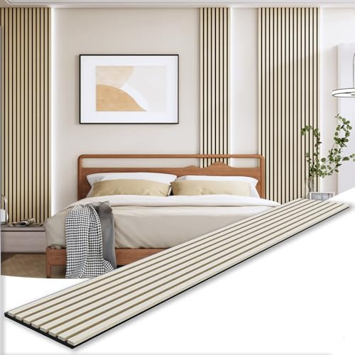 Wood Panels for Wall, 3D Soundproof Slat Wall Paneling, 2 Pack 94.5 x 12.6 Wall Panels for Interior Wall Décor, Living Room, Bedroom (Oak)
