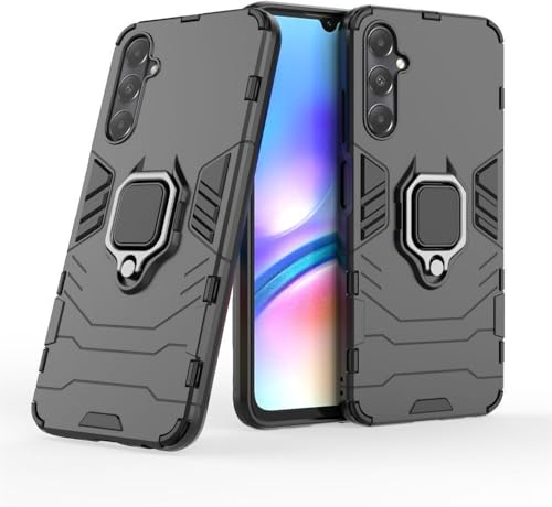 Hülle Handyhülle Kompatibel mit Samsung Galaxy A05s | Handyhülle Stoßfest 360° Drehbarer Ring Ständer TPU Silikon Back Cover | Schwarz