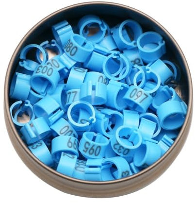 HUFFA 100 Stück Innendurchmesser 8 mm Höhe 7 mm Taubenbeinringe Geflügel Tauben Vogel Papagei Clipringe Aufsteckfußringe Taubenbedarf(Blue)