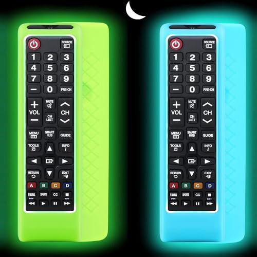 (2 Pack)Remote Cover Case for Samsung TV Remote, Cover for Samsung Remote Control for Smart TV Universal Replacement Silicone Sleeve Skin with Lanyard Glow in The Dark - Blue and Green