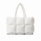 JOLLQUE Puffer Tragetasche für Frauen Gesteppte, weiches Kissen gepolsterte Down Tote Bag, große Winter Handtasche Space Schultertaschen (Weiß,6 Gitter)