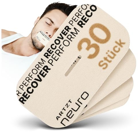 ARTZT neuro Mouth Tape Recovery 30 Stück | Hautfreundliche Mundtapes zum Schlafen | 9x5 cm | Mouth tape for sleeping | Schnarchpflaster für bessere Nasenatmung & Schlafqualität | Mundpflaster Schlafen