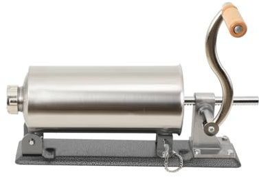 YILIKISS 3L Wurstfüller Manuell, Wurstmaschine aus Edelstahl, Horizontale Wurstfüllmaschine silber, Wurstpresse mit Tischklemme, Wurstspritze inkl. 4 Füllrohre