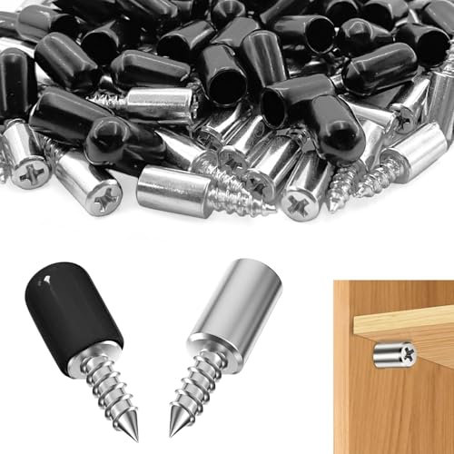 60 Pezzi Supporti Per Mensole,Reggimensola Legno, Perni per Mensole Con Tappo Antiscivolo, per Mobili Armadi Libreria (Nero)
