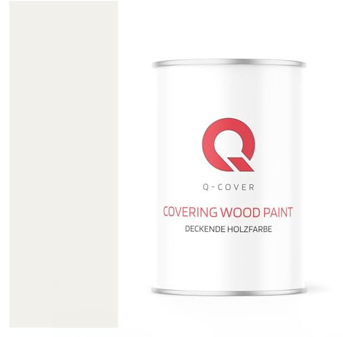 Q-COVER DECKENDE HOLZFARBE 1L SATIN Verkehrsweiß RAL 9016 RAL DECKFARBE HOLZLACK DECKLACK WETTERSCHUTZFARBE ALLE HOLZARTE OSB-PLATTEN INNEN AUßEN ca. 80-150 ml / m2