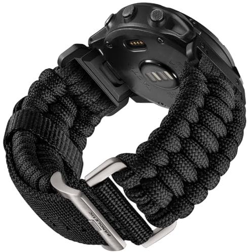 Bandletic 26mm Armband Kompatibel mit Garmin Fenix 6X Pro Armband/Fenix 6X/Fenix 7X/Fenix 7X Pro/Fenix 8 51mm/Fenix 5X/Plus,Quickfit Nylon Paracord Band für Instinct 2X Solar/Fenix 3/HR/Epix Pro 51mm
