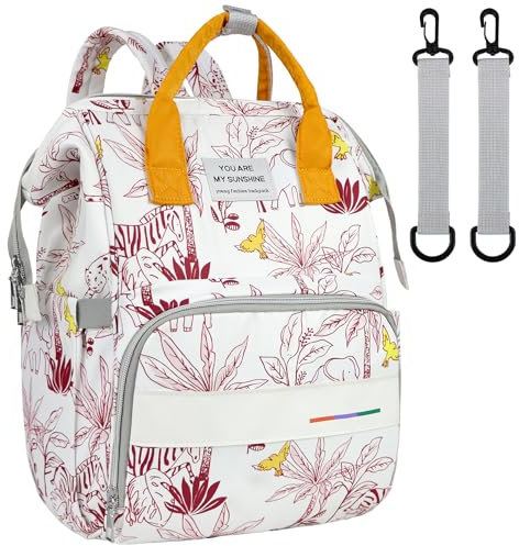 LEcylankEr Wickelrucksack Groß Kapazität Wickeltasche Rucksack aus Oxford-Stoff Baby Wickeltaschen mit Isoliertasche Baby Wickelrucksack für Unterwegs (Rot)