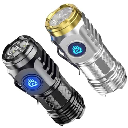Mini lampe de poche monstre à trois yeux – Lampe de poche rechargeable à haute luminosité, lampe de poche LED étanche de la taille du pouce pour camping, urgence, extérieur et transport quotidien