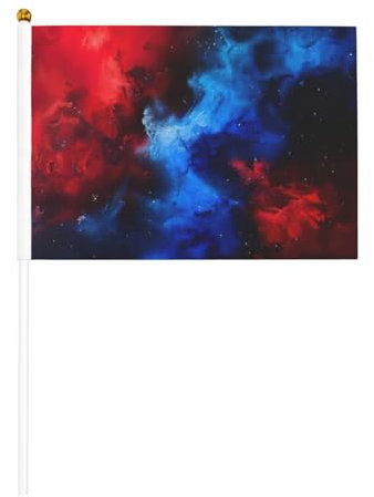 Bandiera rossa e blu con stampa galassia piccola, per sfilate, martedì grasso, striscione personalizzato (6 pezzi)