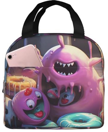 XTYGETY Wiederverwendbare Lunchbox mit Donuts-Druck, isolierte Lunchtasche für Arbeit, Outdoor-Abenteuer