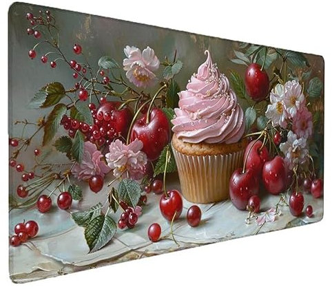 Tapis de Souris Rose, gâteau Tapis de Souris Gamer XXL 1500x800x3mm Étanche Antidérapante Mouse Pad avec Coutures sur Les Bords - sous Main Bureau - Accessoire Bureau, pour Gamer, PC, Portable V-1