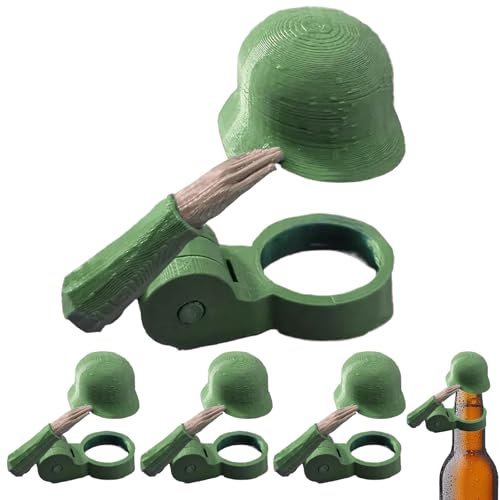 LUKIUP 4 PCS Bierhelm, Flaschenverschluss Bierflaschen, Soldier Salutation Beer Bottle Helmet, Bierflaschen Helm Für Party Bar Veteranen Enthusiasten (Grün)