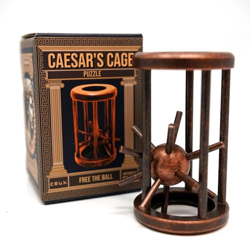 Caesar's Cage Puzzle by Crux Puzzles - Classic Metal Brainteaser Puzzle