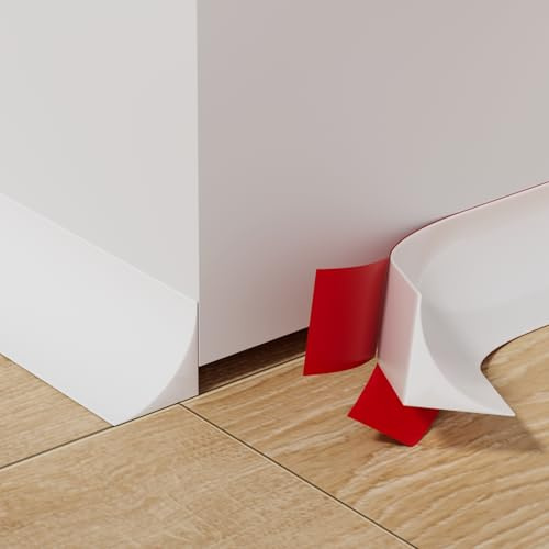 10 Metres (20×15mm) Double-Sided Wide Self-Adhesive Silicone Quadrant Trim – Laminate Floor Beading,Skirting Board Cover,Flexible Moulding Caulk,Coving for Ceilings,Countertops,Wall Corners