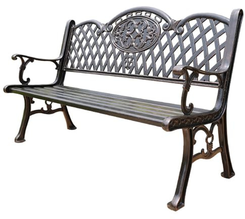 Gartenbank Aluminium 2 Sitzer Chaise de Loisirs de Parc mit Armlehnen Straßenrand Langer Sitz Balkonbank Kann Am Boden Befestigt Werden für Balkon, Terrasse, Garten