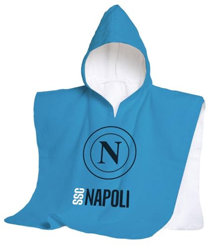 hermet SSC Napoli, Strandtuch mit Kapuze, Strandponcho für Kinder, 60 x 120 cm, Handtuch für Strand oder Pool, 100% weiche Baumwolle