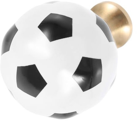 Tofficu Ceramic Football Dresser Knob and Cabinet Handle Brass Sports Ball Drawer Pull for Boys and Girls Room Cupboard Door Decorative Furniture Hardware