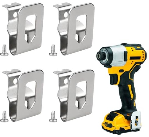 4 Pcs Electric Drill Belt Clip Replacement Hooks Clips Tools With 4 Pcs Screws,Impact Driver Holder Power Tools Waist Buckle Belt Accessories Compatible Hook Set for Dewalt 18V MAX Drills Installation