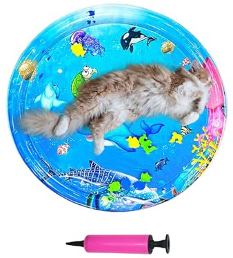 Générique Pet Water Sensory Play Mat für Katzen – Cat Water Sensory Play Mat | Bequeme Tiere, Pad Charming | Aufblasbares Spielzeug mit Pumpe für warmes Wetter, Mittel, kleine große Rassen, Welpen