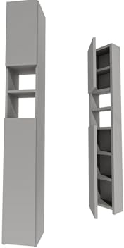 CraftPAK Badezimmerschrank 24 cm Breit, Badschrank, Hochschrank 7 Fächer Verstellbar 2 Türen Badezimmermöbel Badmöbel Schmal Holz Grau