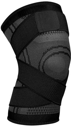 Fefod Rodilleras Menisco y Ligamento, Rodillera de Compresión, Deportiva Ajustable Rodillera para Hombre y Mujer, Rodilleras Transpirable y Antideslizante para Correr, Deportes y Artritis, L