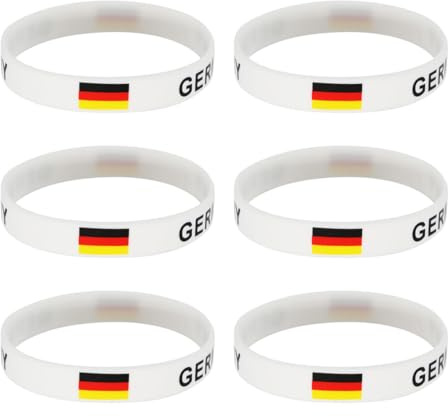 CFEWV 6 Stück Deutschland Silikon Armbänder, Deutschland Armband, Fanartikel Robuste Armband Mit Deutschland Flagge, Sportarmbänder Wm, Für Fan Supporter Fußball Athletics (A)