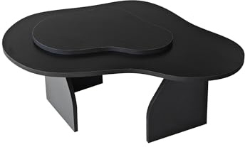 Stylish Black Coffee Table, 105 x 35 x 65 cm | 100% Melamine Coated Particle Board, 18 mm Thickness | Modern Abstract Design for Home & Office