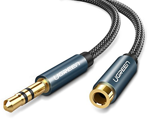 UGREEN 3.5mm Headphone Extension Cable Nylon-Braided Stereo Male to Female Extender Lead Earphone Jack Aux Cord Compatible with TV Car Audio Laptop Phones MP3 iPad iPod Speaker Amp(3M)