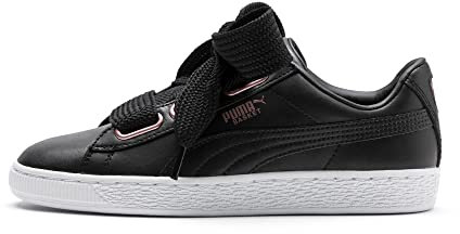 Puma Basket Heart Leather, Scarpe da Ginnastica Basse Donna, Nero Black-Rose Gold, 38 EU