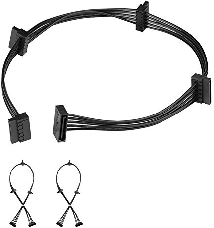 J&D (2 Stück) 15-poliges SATA auf 4 SATA Strom-Splitter-Verlängerungskabel, Buchse auf Stecker, 50,8 cm (20 Zoll)