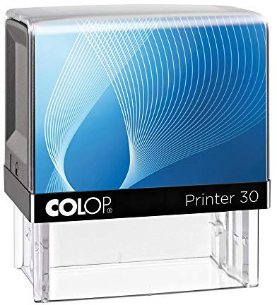 stempel-fabrik – Colop Printer 30 Stempel mit Wunschtext personalisieren – selbstfärbender Stempel als Namensstempel, Adressstempel & Firmenstempel zu verwenden (47 x 18 mm | 5 Zeilen | Schwarz/Blau)