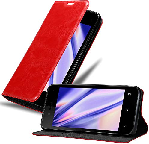 Cadorabo Custodia Libro per WIKO SUNNY 3 MINI in ROSSO MELA - con Vani di Carte, Funzione Stand e Chiusura Magnetica - Portafoglio Cover Case Wallet Book Etui Protezione