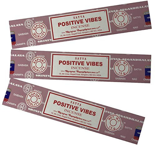 Satya Nag Champa Incense Sticks - Positive Vibes - Pack of 3 (15 Gram Each)