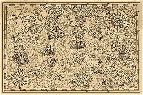 Muralo Fototapete Karte 180 x 270 cm Vlies Tapete Wandtapeten Schatzkarte Geographie Retro Wohnzimmer Schlafzimmer Moderne Wandbilder XXL Weltkarte Landkarte 3D Optik Wand Dekoration