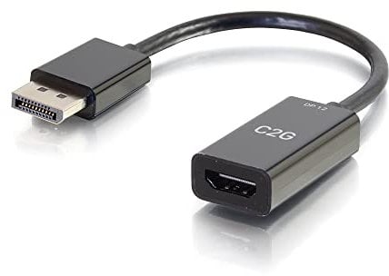C2G 20CM (8inch) DisplayPort™ Male to HDMI® Female Passive Adapter - Ultra HD 4K 30Hz DP to HDMI Converter - Black