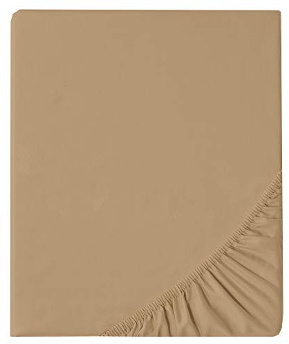 aqua-textil Luxury Bettwäsche zum Kombinieren 90 x 190 cm Spannbettlaken Taupe Baumwolle Mako Satin Bettlaken