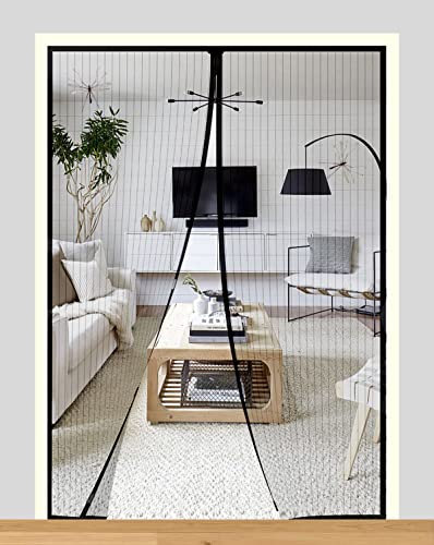 LEDLUX Tenda Zanzariera Magnetica Porta Finestra (90X210cm, Nero)