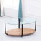 PUCHIKA Beistelltisch für Wohnzimmer, Couchtisch, Modernes Design, Oval, Glas, Holz und Metall, braun und schwarz, 95x50x43.5cm