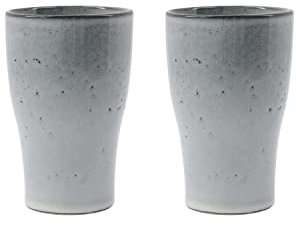 House Doctor 2 x Thermobecher, Liss | Kaffeebecher aus Keramik | Coffee to go Becher für Kaffee & Tee | Hellgrau