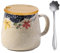 Tasse à Café Japonaise en Céramique - 400 ml Avec Couvercle et Cuillère - Mug pour Petit Déjeuner, Thé, Lait - Idée Cadeau