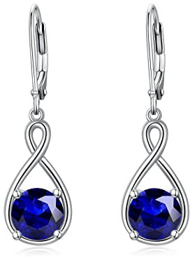 SEIYANG Saphir Ohrringe Silber 925 hängend Creolen Baumeln Damen mit 5A Zirkonia Geburtsstein September für Frauen Geburtstags Schmuck Geschenk für Sie